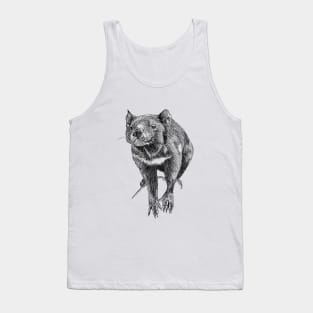 Tasmanian Tassie Devil scientific nature black ink pen drawing illustration Tank Top